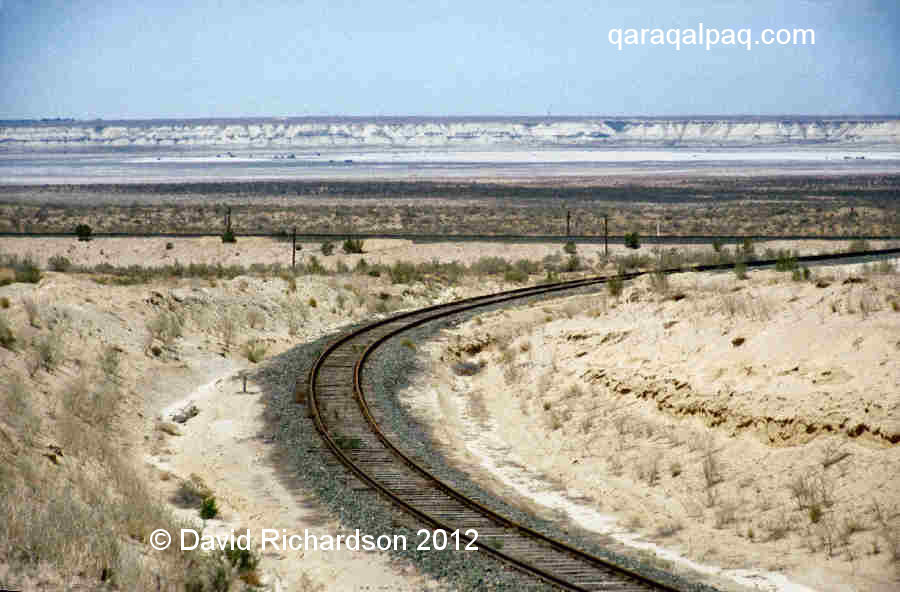 The railway line crossing the Ustyurt Plateau