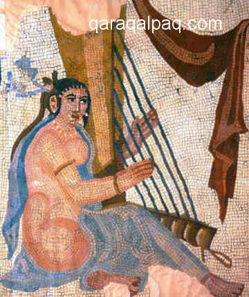 Sasanian harpist mosaic