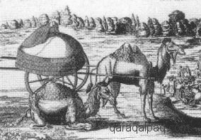 Etching of a Noghay cart tent, 1636