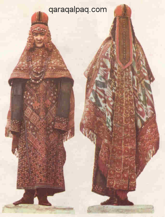 Qaraqalpaq bride with sa'wkele and kiymeshek
