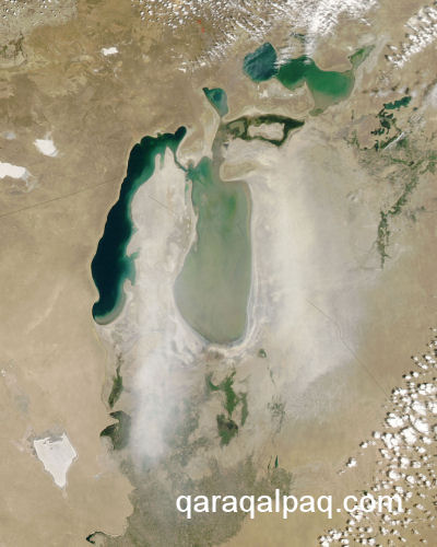 Dust storm over the Aral Sea in June 2006