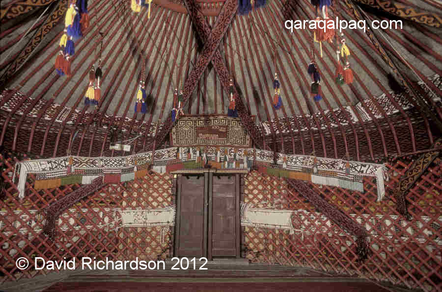 Fully decorated yurt interior